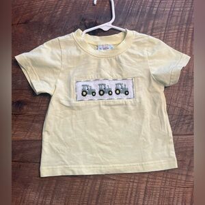 Yellow Smocked Tractor Shirt with Tractor Design